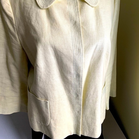 Zara Yellowish Light lime green cotton blend summer blazer 3/4 sleeves US 12 - Picture 4 of 12